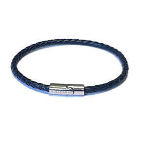 Läderarmband marinblå 4mm