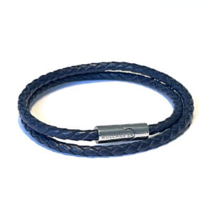 Läderarmband marinblå virat 4 mm