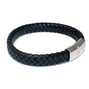 Läderarmband svart 12x6mm