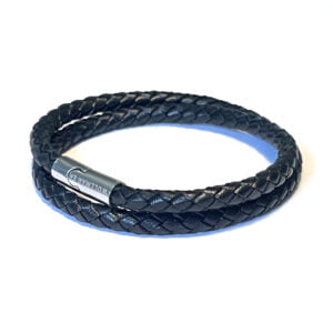 Läderarmband svart virat 5mm